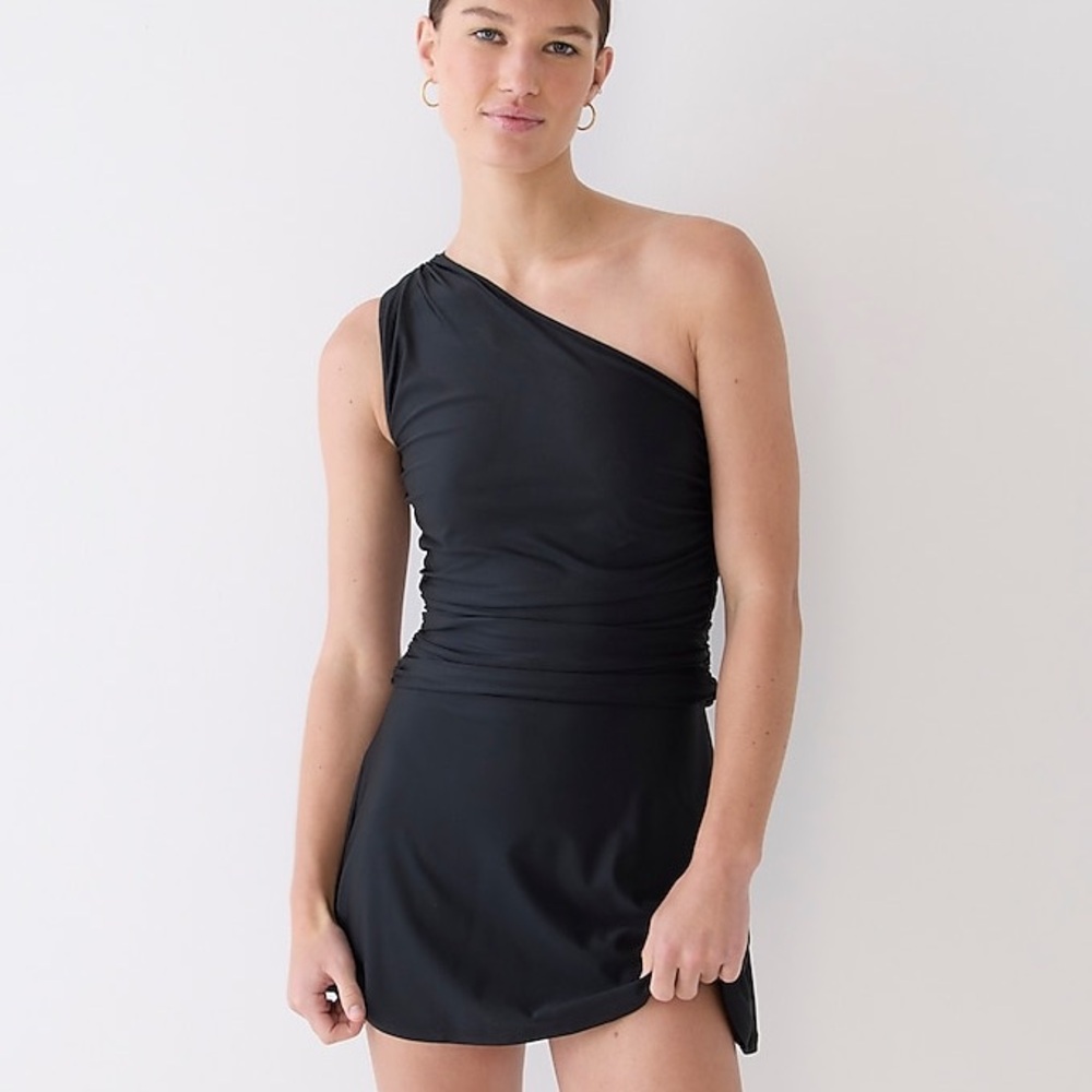 J. Crew Black One Shoulder Swim Dress